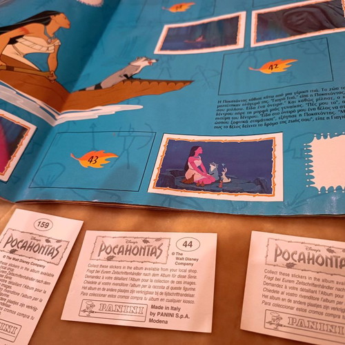 Pocahontas album used with 64 stickers and 3 rare Panini stickers