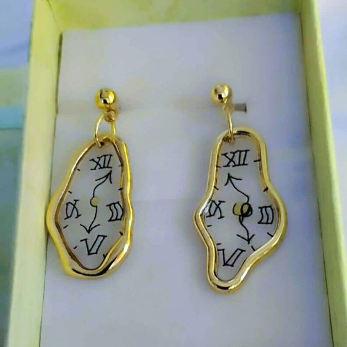 Earrings inspired by Dali's Persistence of Memory gold new