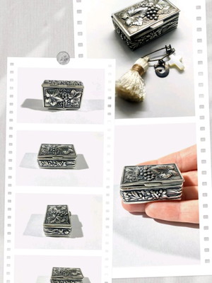 Old silver-plated pill box with embossed decoration like new