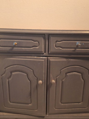Console used wooden gray with 2 drawers and 3 shelves
