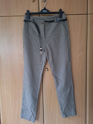 Checked pants with belt XXL like new, beige and brown