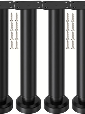Adjustable metal furniture legs set of 4, 25-42 cm, black, like new