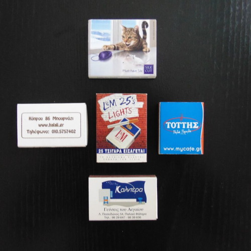 Advertising collectible matchboxes, pack of 5, brand new
