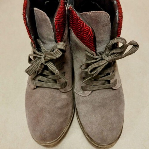 Henry Cottons leather ankle boots used, 8cm heel, size 37, gray red