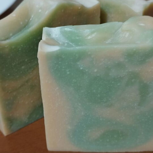Handmade soap with aloe vera, pumpkin, green clay, avocado oil