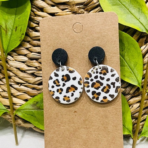 Animal print round earrings new made of polymer clay