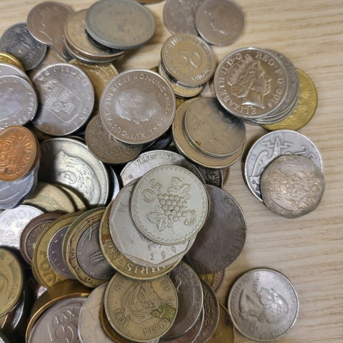Coins used, old and many, from various nationalities 1945-2015