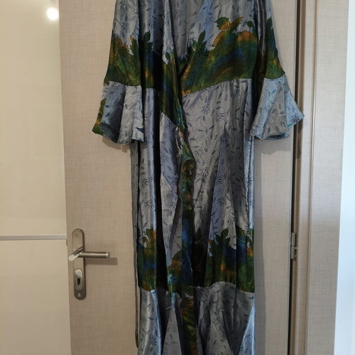 Malen Rouge Amalia maxi satin kimono dress new, multicolor