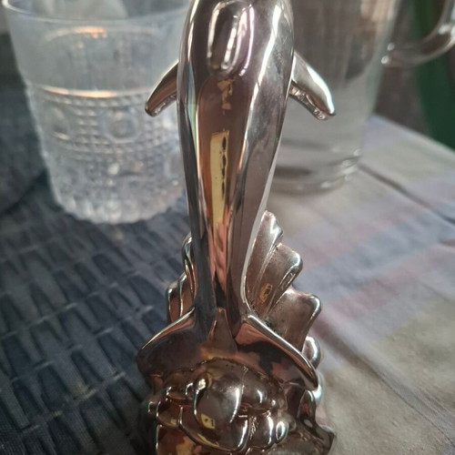 Metal dolphin decorative sculpture like new