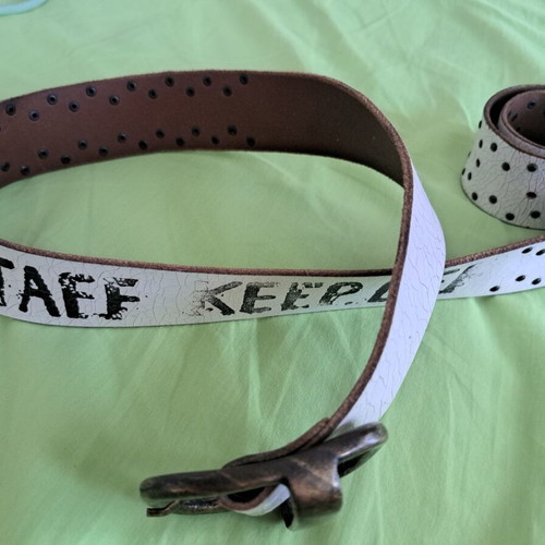Staff leather belt white like new, size 115