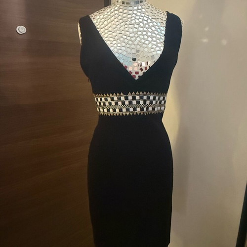 Blumarine cotton dress like new, black and gold, size M