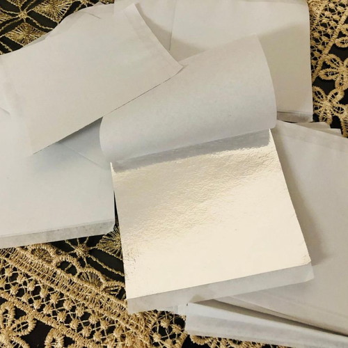 Edible silver leaf for food and desserts 60 pcs