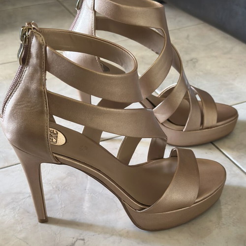Exe sandals pink-gold size 39 like new, 12cm heel