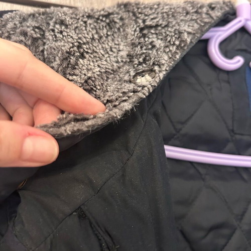 Blue women's jacket with detachable fur hood used