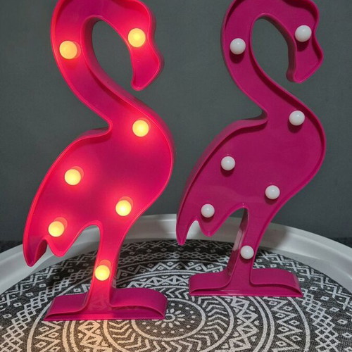 Set of 2 Flamingo LED lights, pink