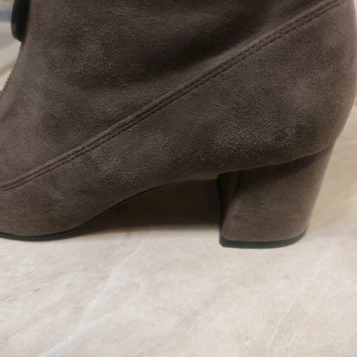 Velour Mango ankle boots used, 4 cm heel, taupe