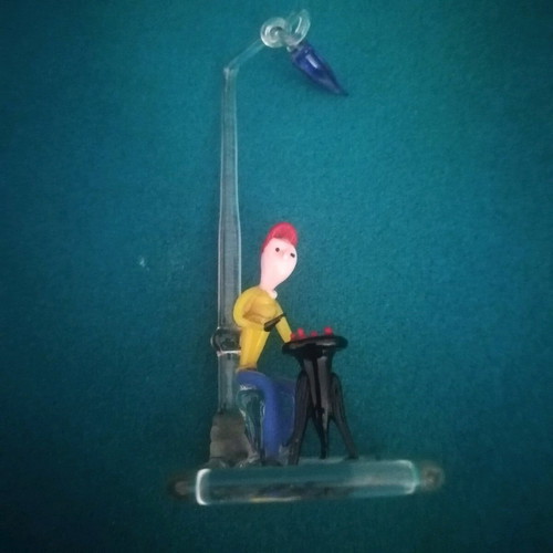 Murano glass handmade vintage decoration with chestnut seller figure