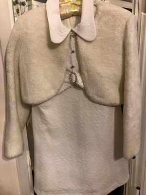 White dress with furry jacket for baby girl like new