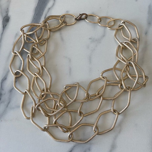 Gold matte hammered necklace used