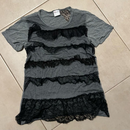 Red Valentino T-shirt Small with black lace, grey