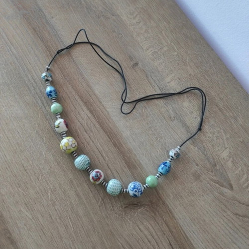 Necklace with colorful ceramic beads like new