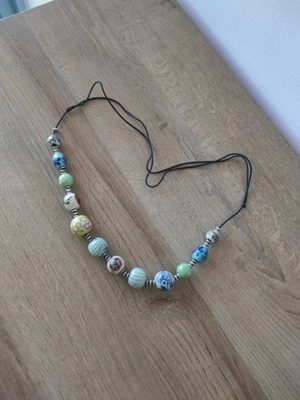 Necklace with colorful ceramic beads like new