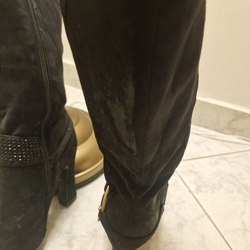 Laura Biagiotti boots used, black suede with rhinestones, size 37