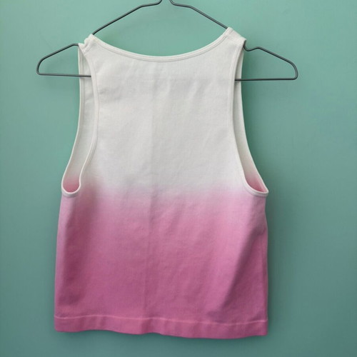 Primark Cares ribbed sleeveless crop top ombre pink white