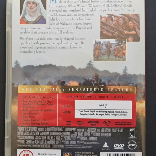 Braveheart Double DVD Special Edition like new, English subtitles