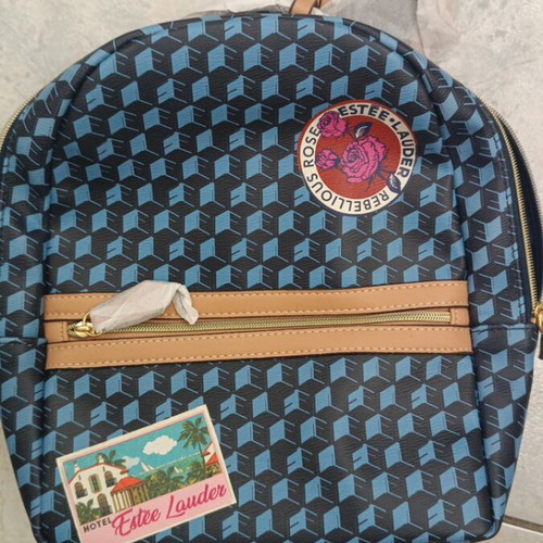 Estée Lauder Mini Backpack new, blue geometric pattern