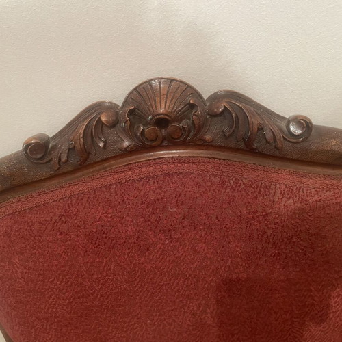 Two Louis Quatorze armchairs and two chairs used, carved walnut wood, handmade