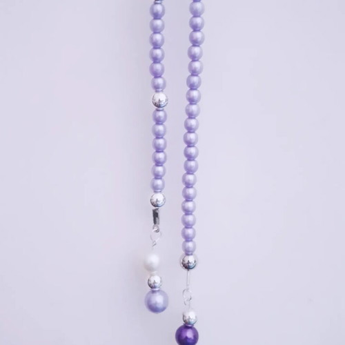 Handmade purple,pink beaded Long necklace and earrings set