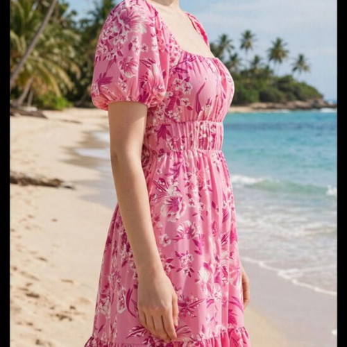 Pink Floral Print Summer Dress Shein like new, size S