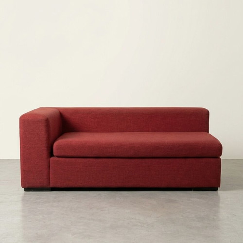 Two-seater sofa red fabric modern design like new