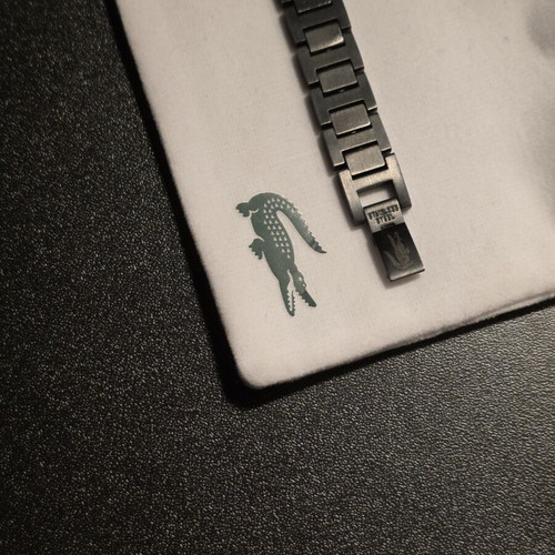 Lacoste black stainless steel bracelet, adjustable 20cm
