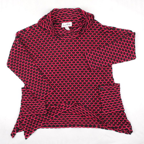 Joseph Ribkoff blouse size M like new, pink and black with collar and pockets