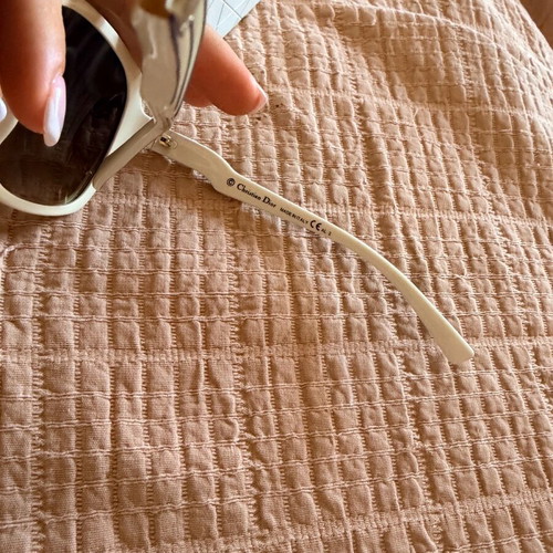 Dior vintage sunglasses used, white-blue oversized cat-eye