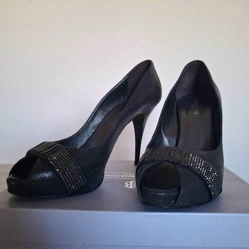 Bournazos black peep-toe pumps size 40 like new with Swarovski