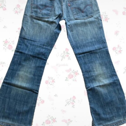 Levi's 90s vintage low rise flared denim jeans, size 38-40, blue