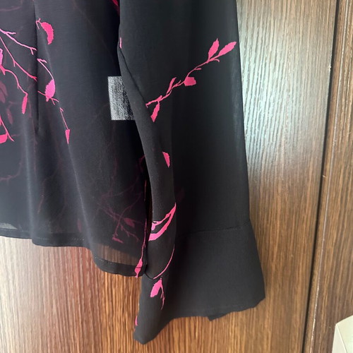 Fenn Wright Manson Silk Shirt Black with Fuchsia Size 38 M Like New