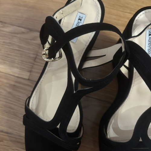 Kalogirou black suede platform sandals, size 39, made in Italy