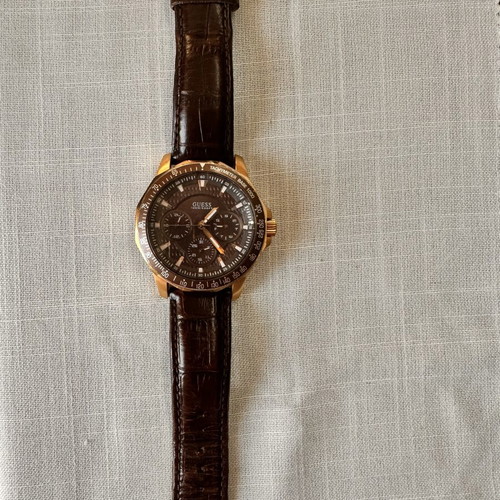 Guess wristwatch with chronographs, brown and gold