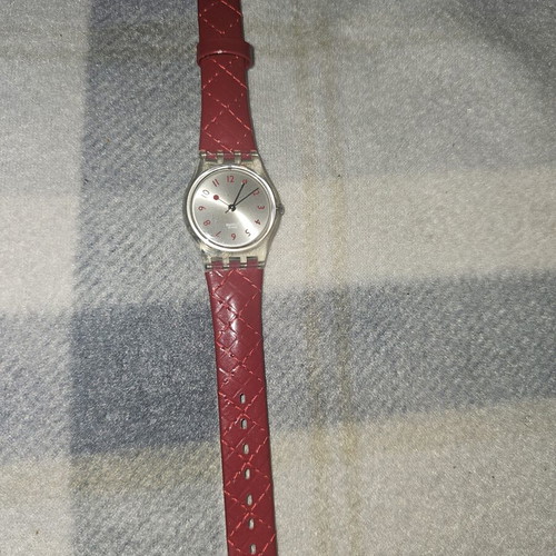 Swatch Strawberry Jam 2003-4 women's watch used, red leather strap