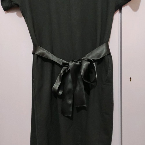 Black dress with satin ribbon belt like new
