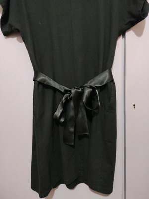Black dress with satin ribbon belt like new