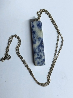 Pendant made of natural sodalite new, blue and silver