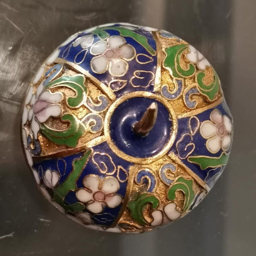 Cloisonne decorative pumpkin used with floral motifs