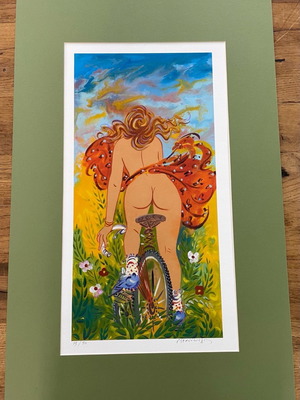 G. Stathopoulos silk screen printing The Cyclist like new with passepartout