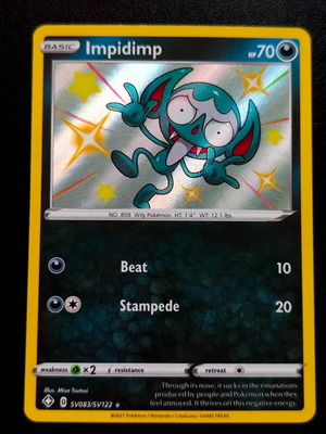 Pokemon Impidimp SV83/SV122 from Shining Fates 2021 collection NM