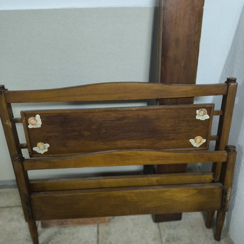 Single bed walnut wood 90x180 with slats